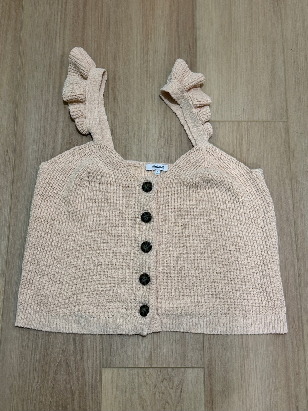 Madewell Ruffle-Strap Button-Front Sweater Tank—Size Large
